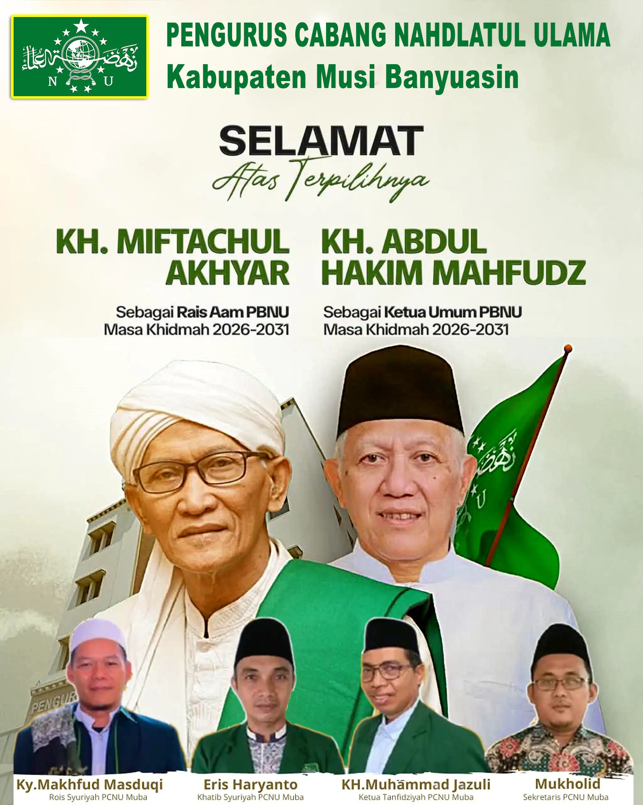 Ucapan Selamat PBNU 2026-2031-2